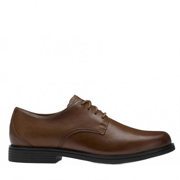 NEW CLARKS men\'s un aldric lace shoes in dark tan leather